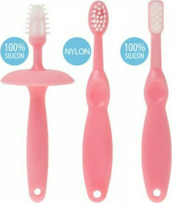 Kiokids Baby & Kids' Tooth Brushing Set for 0m+ 3pcs Pink