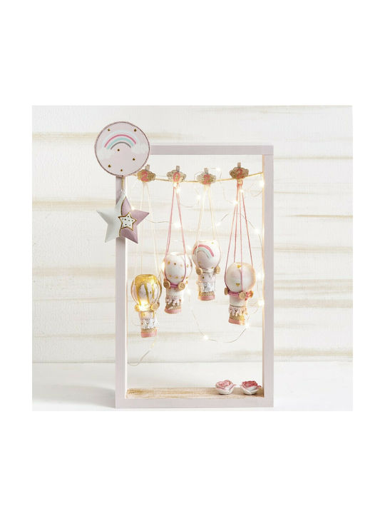 Parisis Illuminated Christmas Wooden Figure Frame Pink Frame Pink Height 55cm