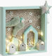 Parisis Illuminated Christmas Wooden Figure Sign Light Blue 35x35x7cm 3pcs