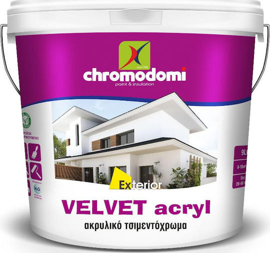 Χρωμοδομή Velvet Acryl Πλαστικό Χρώμα για Εσωτερική και Εξωτερική Χρήση 9lt