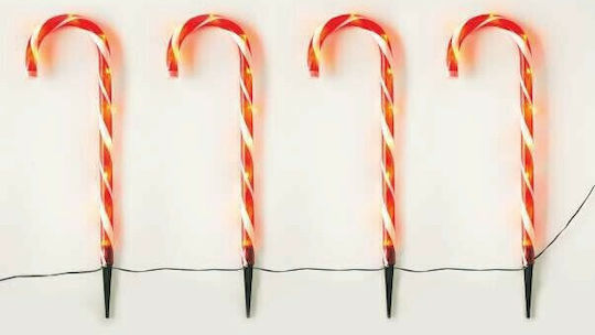 Aca Illuminated Christmas Plastic Figure Candy Height 60cm 4pcs 4 Candy Stakes