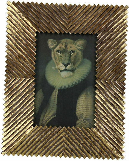 Zaros Lion Polyresin Photo Frame Gold