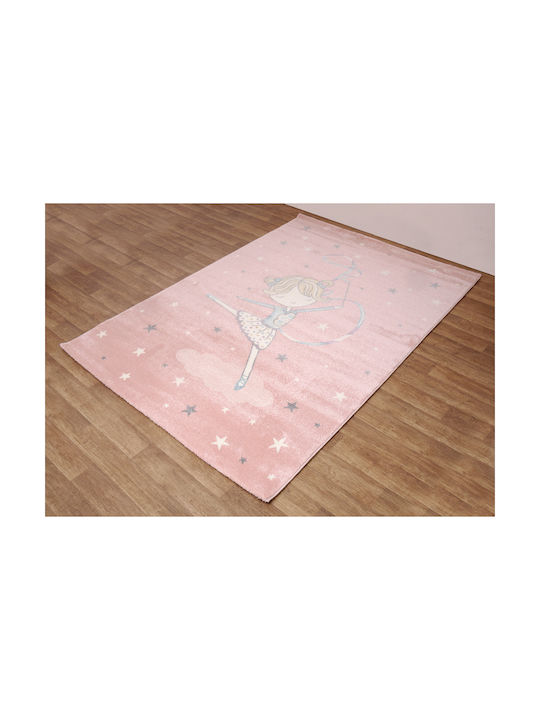 Viopros Παιδικό Χαλί Αστέρια 133x190cm Νάντια Ροζ