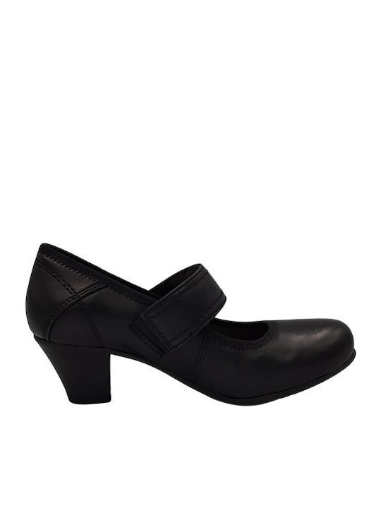 Anatomic Leather Black Heels with Strap