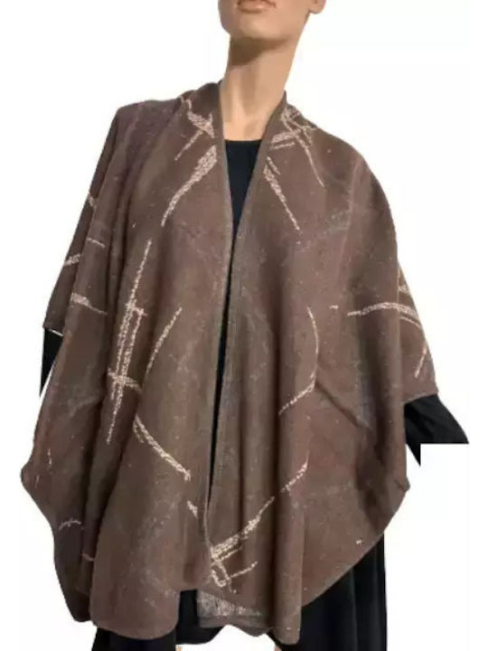 Verde Braun Damen Poncho