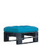 Hölzernes Außenbereich-Hocker Würfel mit Kissen Schwarz / Blau 60x60x25cm