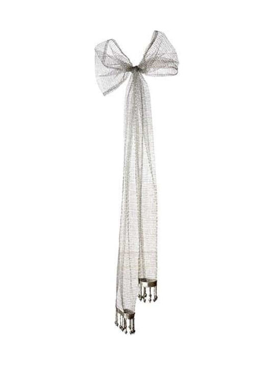 JK Home Decoration Weihnachtliche Farbband Stoff Silber 185x17cm 1Stück
