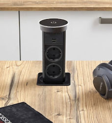 Doppelter Gemauert Stromsteckdose mit 2 USB-Anschlüssen Schwarz 1Stück Doppelter Gemauert Stromsteckdose mit 2 USB-Anschlüssen Schwarz 1Stück