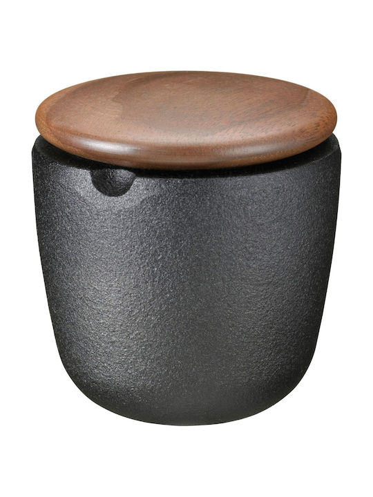 Skeppshult Cast Iron Tabletop Spice Jar Walnut Black