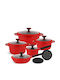 Edenberg Cookware Set of Aluminum with Non-stick Coating Red 12pcs