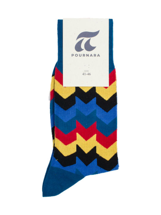 Pournara Men's Patterned Socks Blue