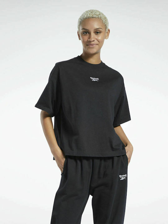 Reebok Femeie Sport Supradimensionat Tricou Monocrom Negru