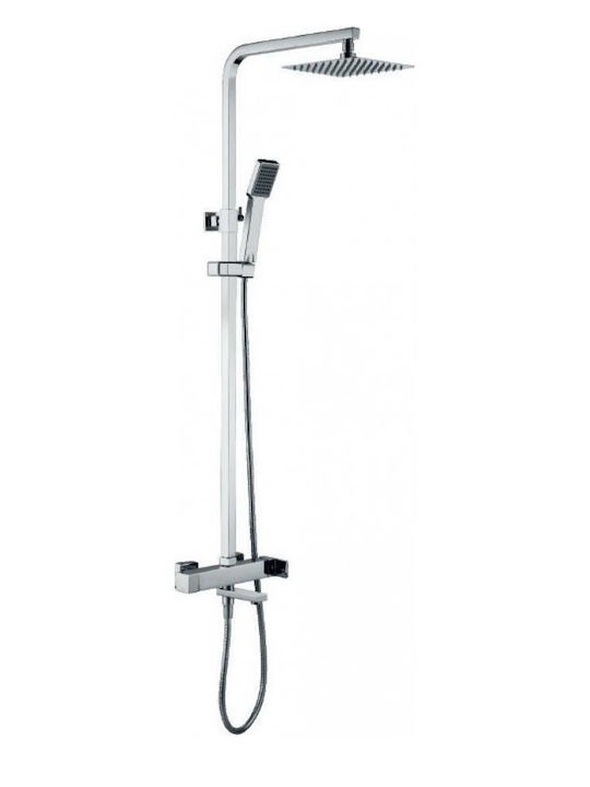 Imex Fiyi Verstellbare Duschsäule mit Armatur 116-160cm Silber