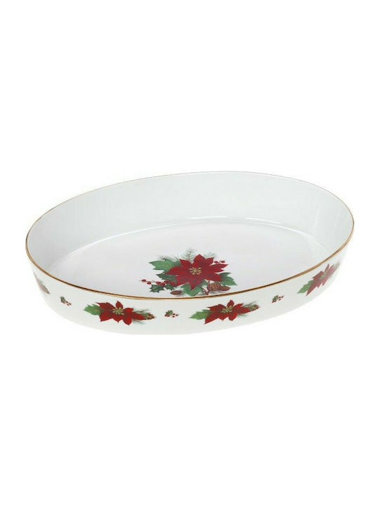 Cryspo Trio Ornament de masă de Crăciun Platou De porțelan Multicolor L41xW27cm.
