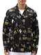 Long Sleeve Cotton Overshirt in Regular Fit Black