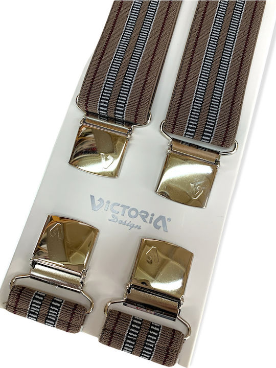 Victoria Men's Braces 36mm 4 Clips Striped Cigar (63036-688E)