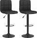 Stool Bar with Back & Adjustable Height Black Velvet-Black Metal 2pcs 40x47x90-111cm