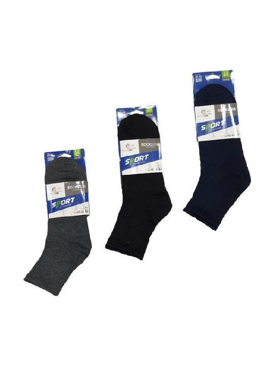 Esthisis 8011 Ανδρικές Μονόχρωμες Κάλτσες Μαύρο / Μπλε / Γκρι 3Pack