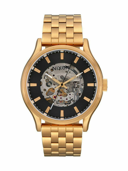 Nixon Spectra Ανδρικό Ρολόι 40mm Αυτόματο με Χρυσό Μεταλλικό Μπρασελέ
