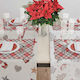 Borea Christmas Tablecloth Runner Fabric Red L140xW140cm.