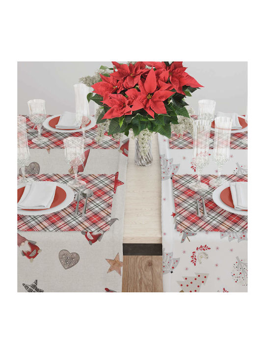Borea Christmas Tablecloth Runner Fabric Red L180xW140cm.