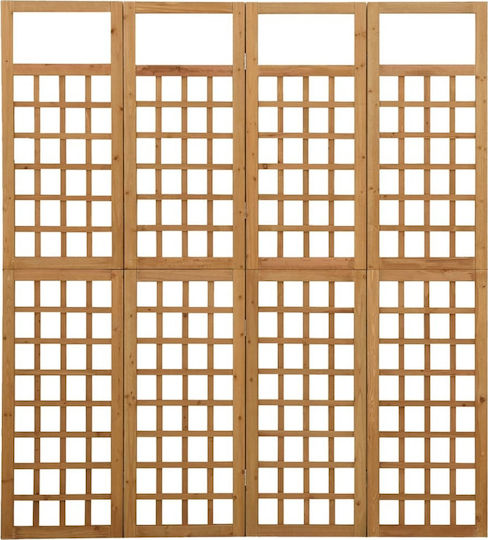 vidaXL Dekorativer Raumteiler Hölzernes mit 4 Paneelen Coffee 161x180cm