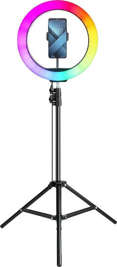 Led Full Color RGB Ring Light 30.5cm με Τρίποδο Δαπέδου και Βάση για Κινητό
