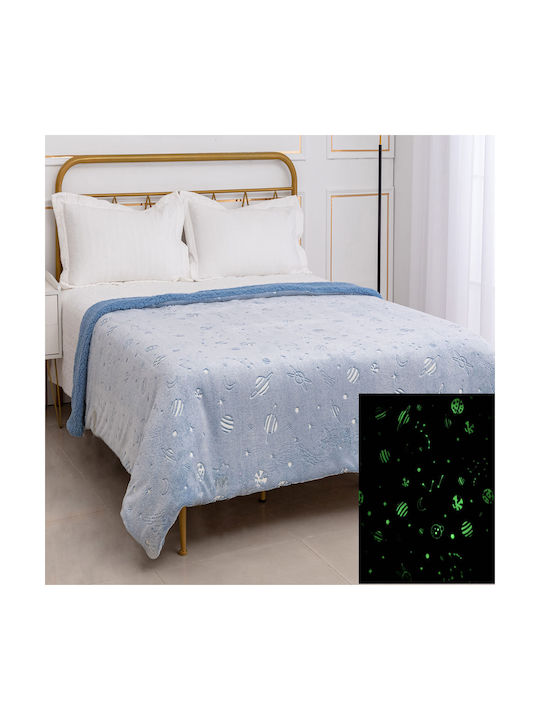 Silk Fashion Decke Sherpa Space Leuchtend Hellblau 170x220cm