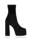 Suede Women's Ankle Boots with High Heel Black