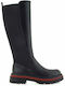 Synthetic Leather Medium Heel Women's Boots with Rubber / Zipper Black