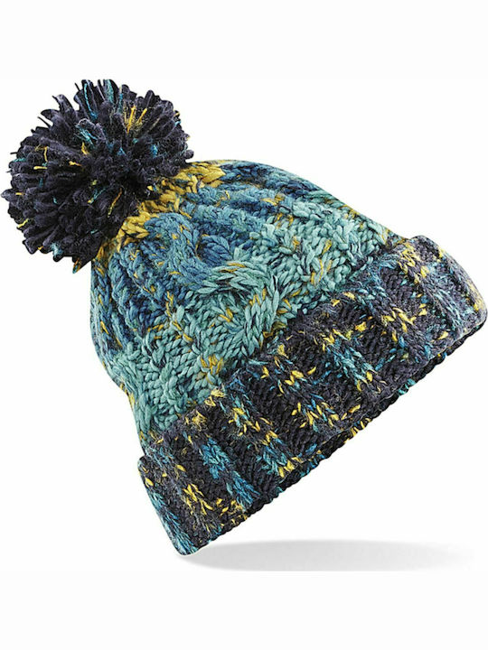 Beechfield B486 Pom Pom Beanie Frauen Beanie mit Strickmuster Marine Splash