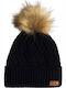 Ski Chic Pom Pom Beanie Beanie Knitted in Black color