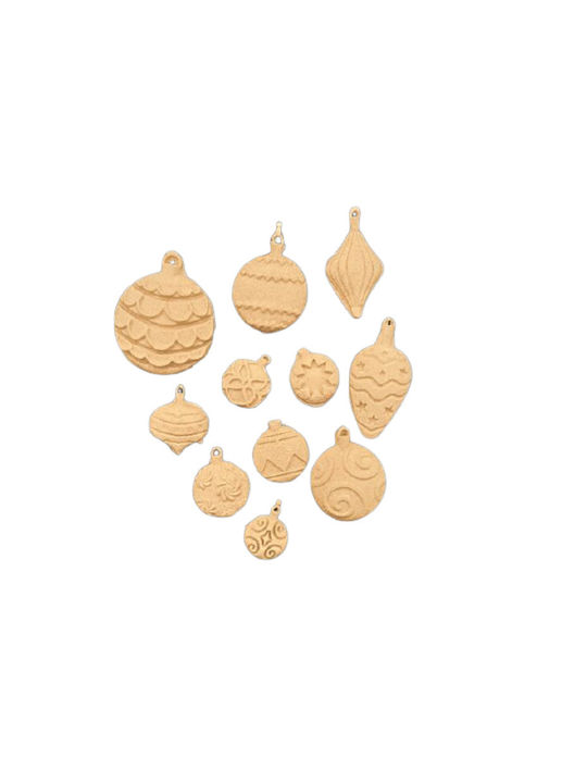 Wood Carved Decorative - Christmas Ornament Set of 11 pieces