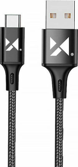 Wozinsky Braided USB 2.0 Cable USB-C male - USB-A Μαύρο 1m WUC-C1B