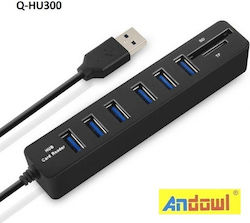 Andowl USB 3.0 Hub 8 Porturi cu conexiune USB-A și Port de încărcare