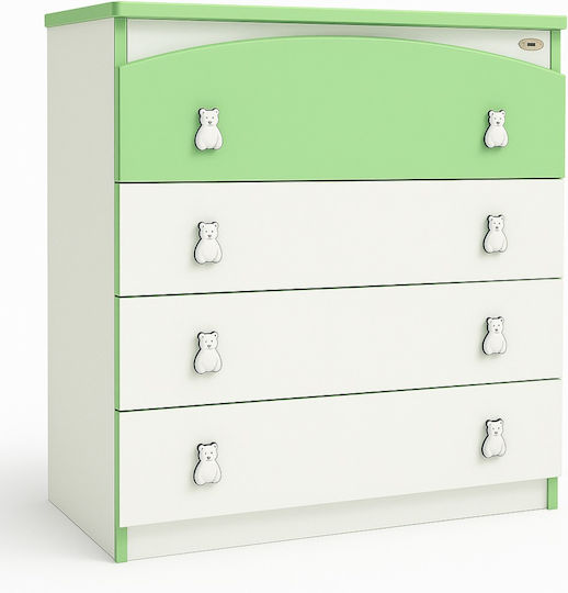 Premium Baby Dresser With 4 Drawers White Green 80x50x88cm