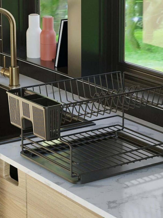Tekno-Tel Στραγγιστήρι Νεροχύτη Μεταλλικό Μαύρο 36x30x21cm