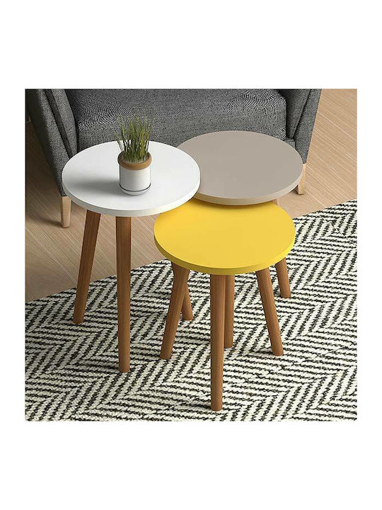 Round Side Table Soul Wooden White / Cappuccino...