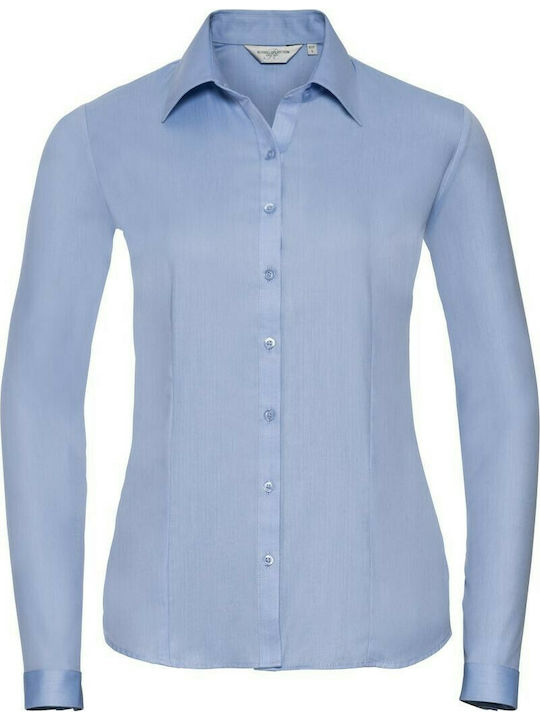 Russell Europe R-962F-0 Women's Monochrome Long Sleeve Shirt Light Blue R-962F-42