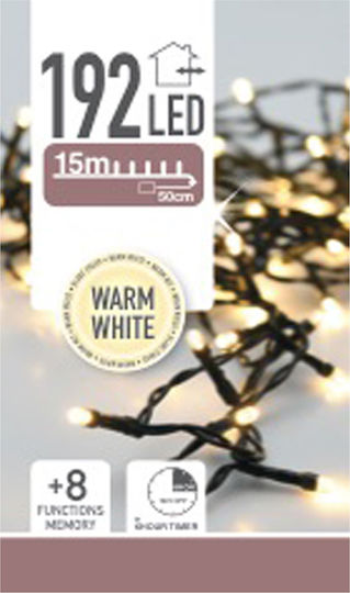 192 Lights LED 14.8m. Warm White Battery in String 1pcs