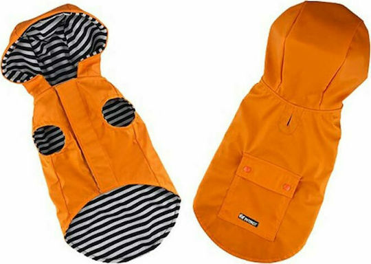 Pet Interest Stripe Lining Μπουφάν Σκύλου Αδιάβροχο με Κουκούλα Πορτοκαλί με Μήκος Ράχης 26 εκ.