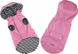Pet Interest Stripe Lining Pink Waterproof Dog Coat with Hood with 23cm Back Length 50030