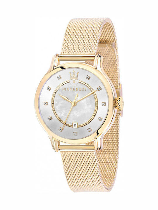 Maserati Epoca Damen Uhr mit Gold Metallarmband