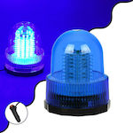 GloboStar Waterproof Car Beacon Φάρος Σήμανσης Οχήματος Αστυνομίας για Αυτοκίνητα & Φορτηγά 6 Προγραμμάτων Φωτισμού 20W LED 10-30V - Blue