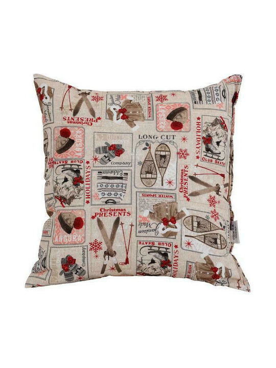 Fylliana Christmas Decorative Pillow Winter Sport Square Multicolour 40x40cm