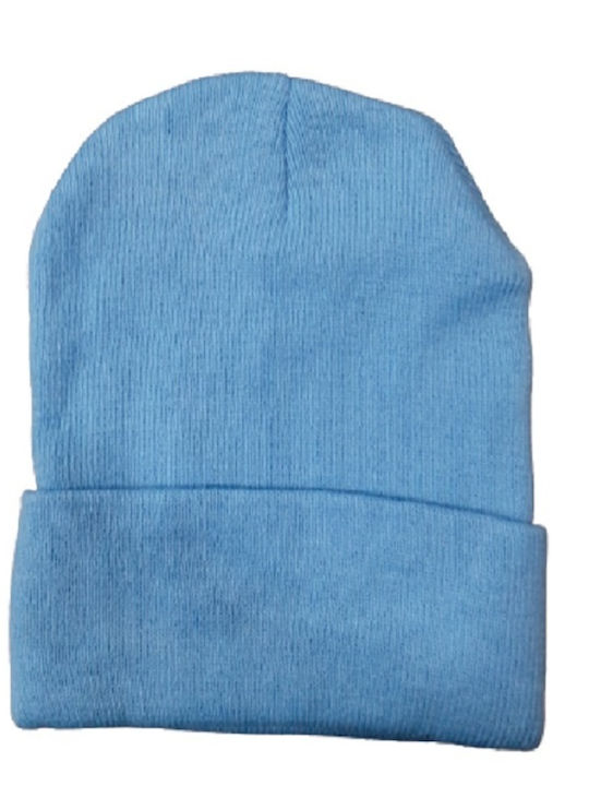 Knitted Acrylic Blue Acrylic Beanie .