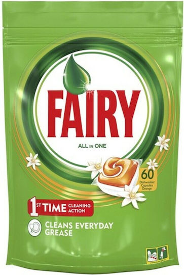 Fairy All In One 1x60 Капсули за съдомиялна с аромат Оранжеви цветове