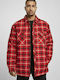 Urban Classics Men's Shirt Overshirt Long Sleeve Cotton Checked Red