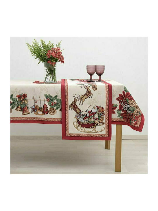 Sette Colori 8926 Christmas Tablecloth Runner Fabric Beige L100xW35cm 1pcs