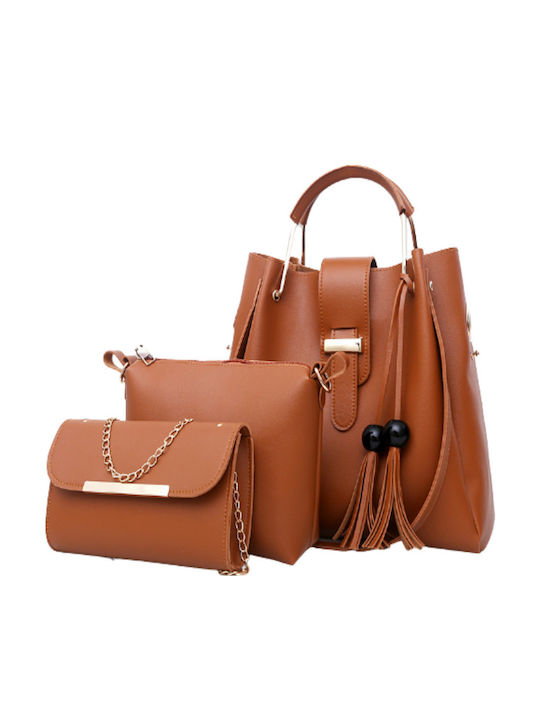 Set Geantă de damă Shopper De umăr Maro